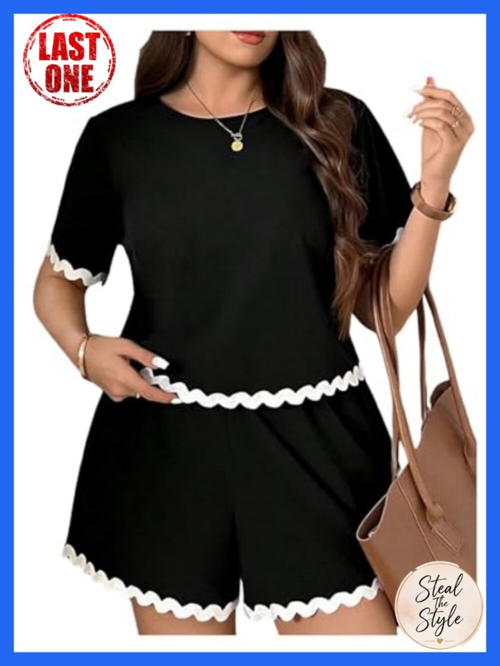 Plus Size 2 Piece Lounge Set Short Sleeve Top & Shorts